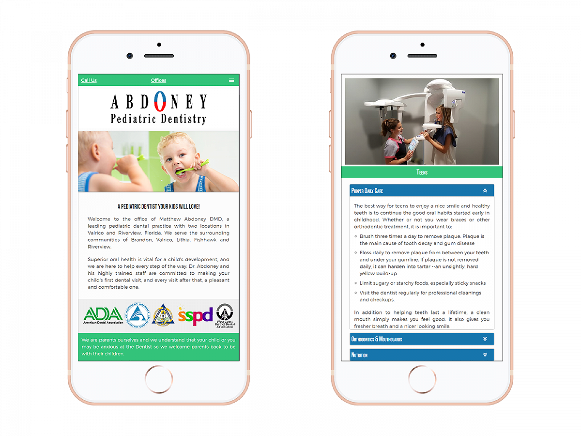 Abdoney Pediatric Dentistry Mobile Website Design